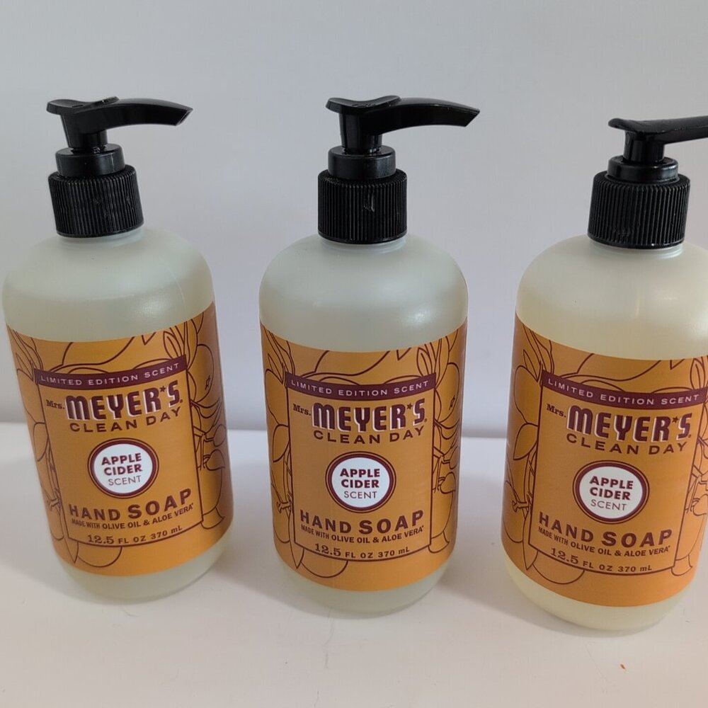 Mrs. Meyer's Clean Day Liquid Hand Soap Apple Cider 12.5 Ounce Bottles 3 Pack
